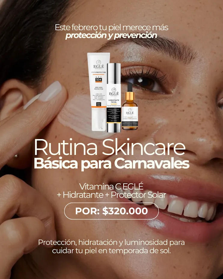Rutina Skincare Básica para Carnavales (Vitamina C + Hidratante + Protector Solar)